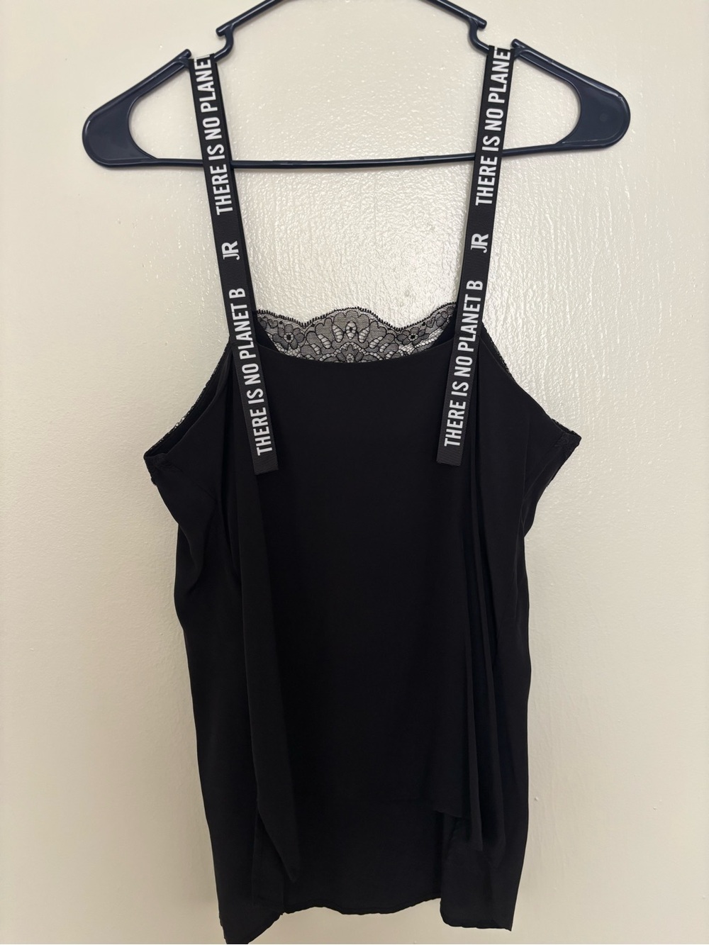 John Richmond Black 100% silk Lace-Trim Cami Top with Branded Straps - Picture 3 of 8